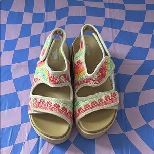 Rocket Dog Multicolor Embroidered Platform Sport Sandals